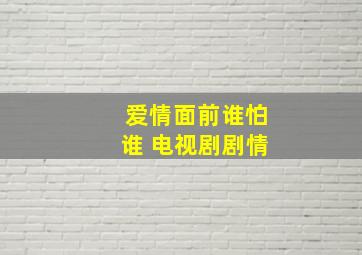 爱情面前谁怕谁 电视剧剧情